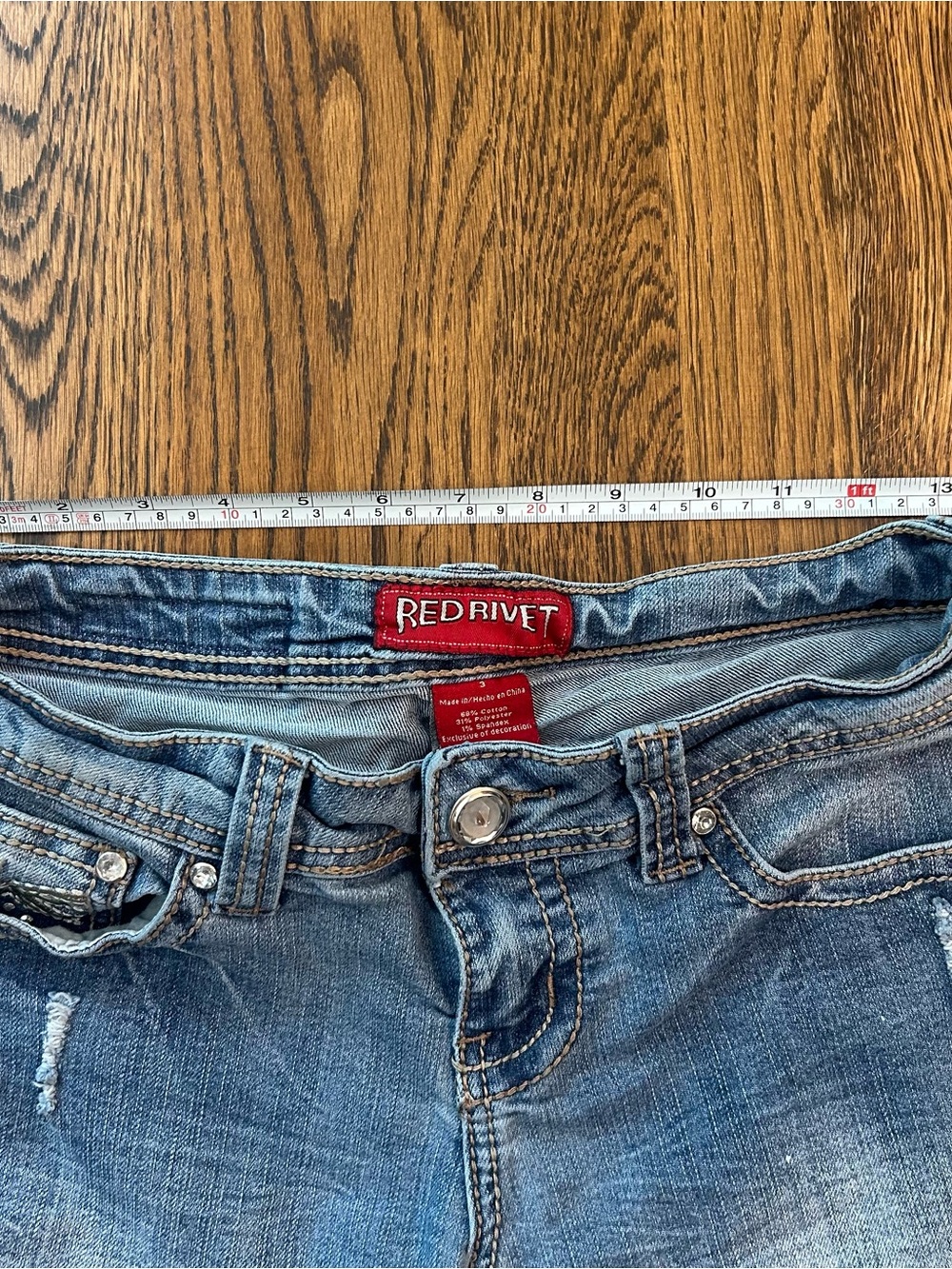 Y2K Red Rivet Embellished Low Rise Shorts - Picture 3 of 8